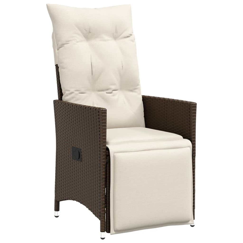 vidaXL 5-tlg. Garten-Bistro-Set mit Kissen Braun Poly Rattan