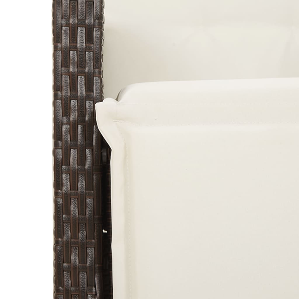 vidaXL 5-tlg. Garten-Bistro-Set mit Kissen Braun Poly Rattan