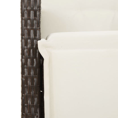 vidaXL 5-tlg. Garten-Bistro-Set mit Kissen Braun Poly Rattan