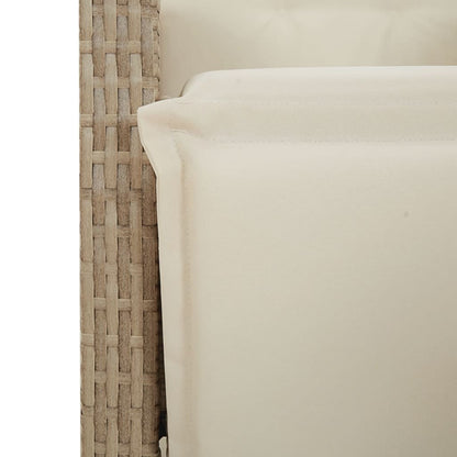 vidaXL 5-tlg. Garten-Bistro-Set mit Kissen Beige Poly Rattan