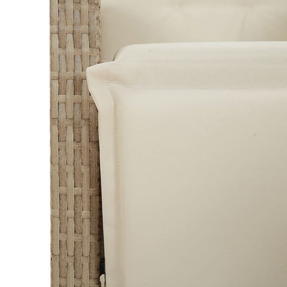 vidaXL 5-tlg. Garten-Bistro-Set mit Kissen Beige Poly Rattan