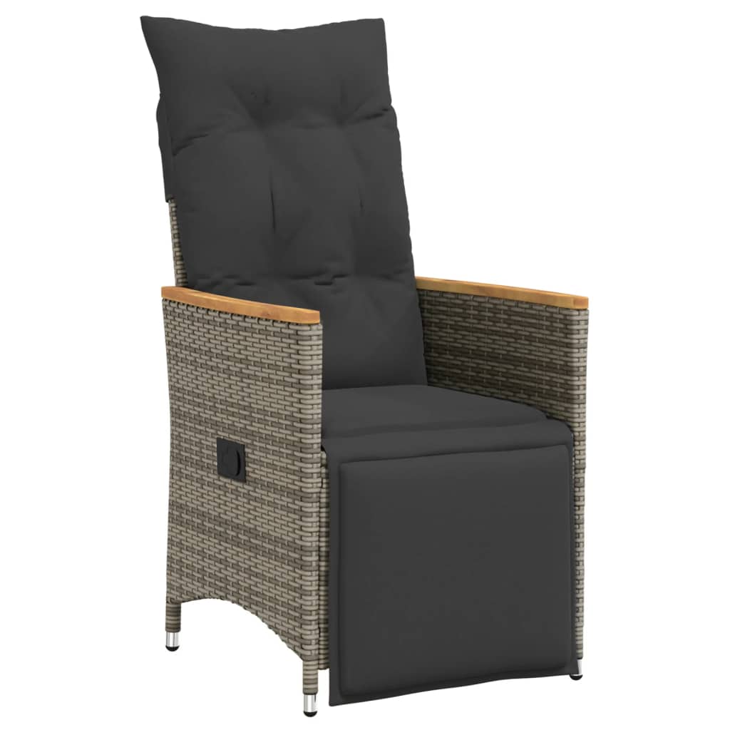 vidaXL 5-tlg. Garten-Bistro-Set mit Kissen Grau Poly Rattan