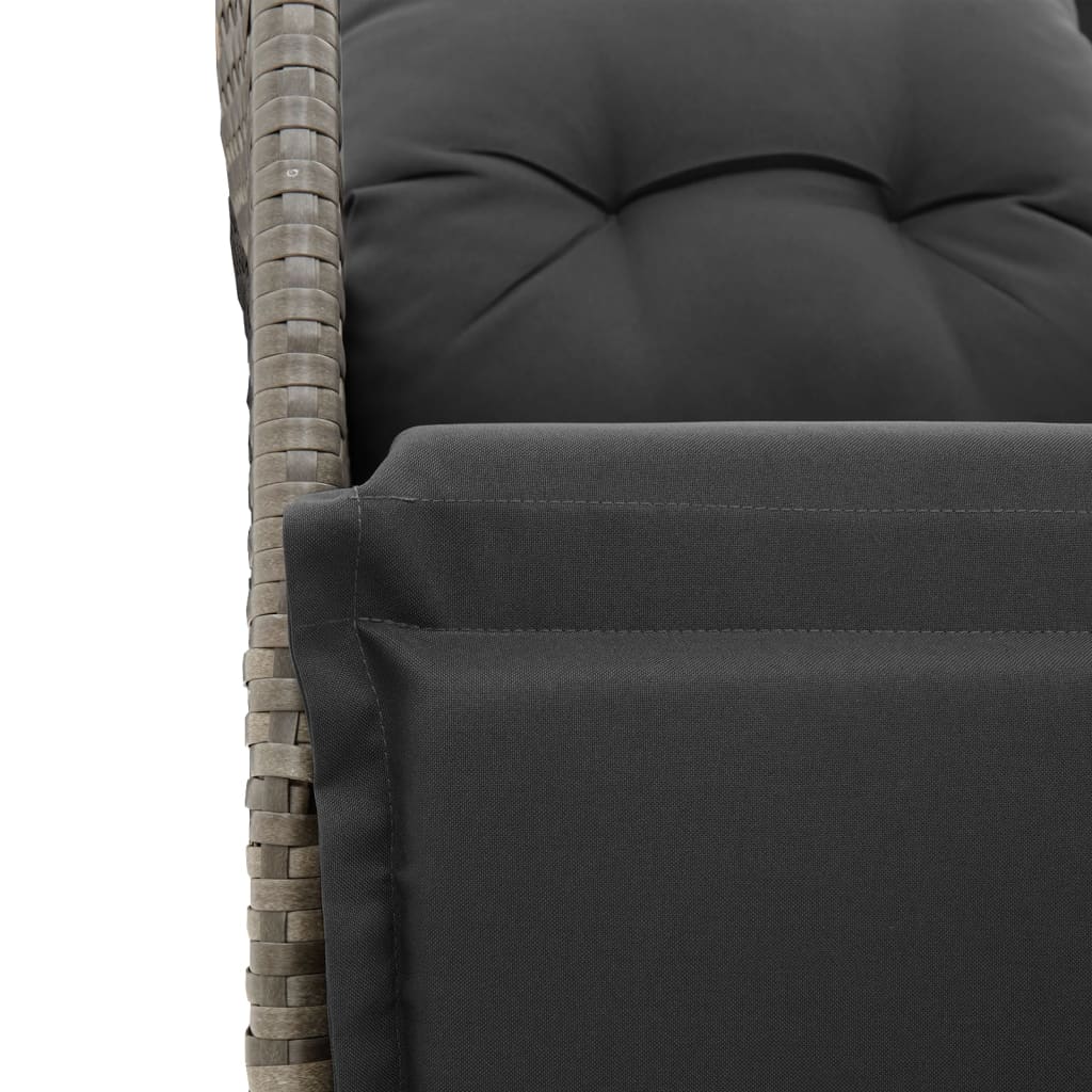 vidaXL 5-tlg. Garten-Bistro-Set mit Kissen Grau Poly Rattan