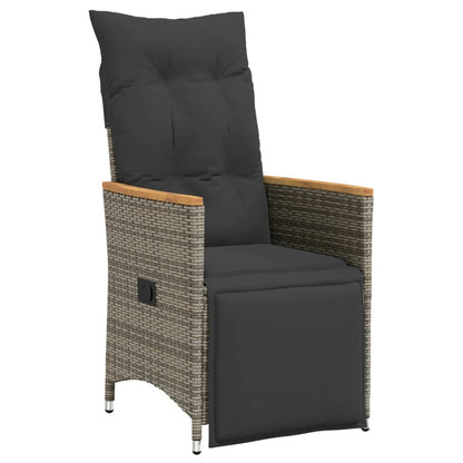 vidaXL 5-tlg. Garten-Bistro-Set mit Kissen Grau Poly Rattan