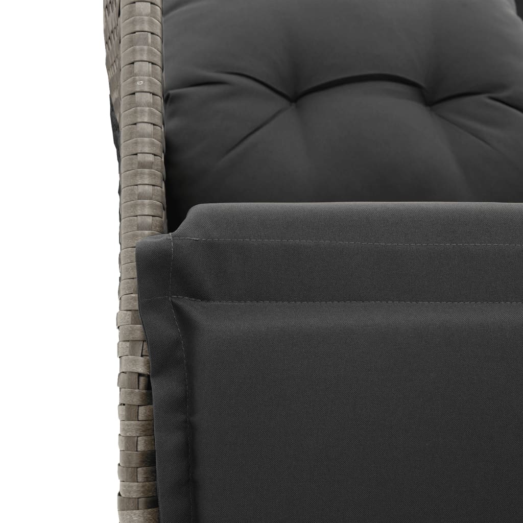 vidaXL 5-tlg. Garten-Bistro-Set mit Kissen Grau Poly Rattan