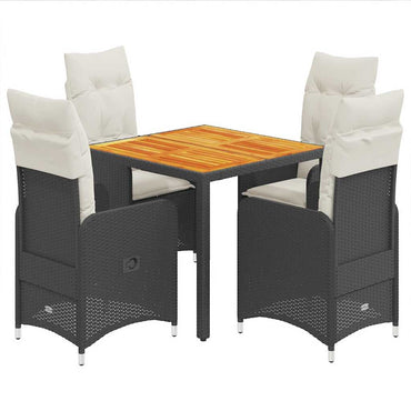 vidaXL Ensemble de bistrot de jardin 5 pièces avec coussins Résine tressée noire