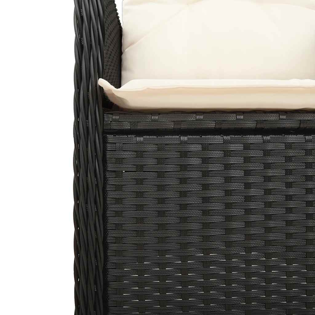 vidaXL 5-tlg. Garten-Bistro-Set mit Kissen Schwarz Poly Rattan