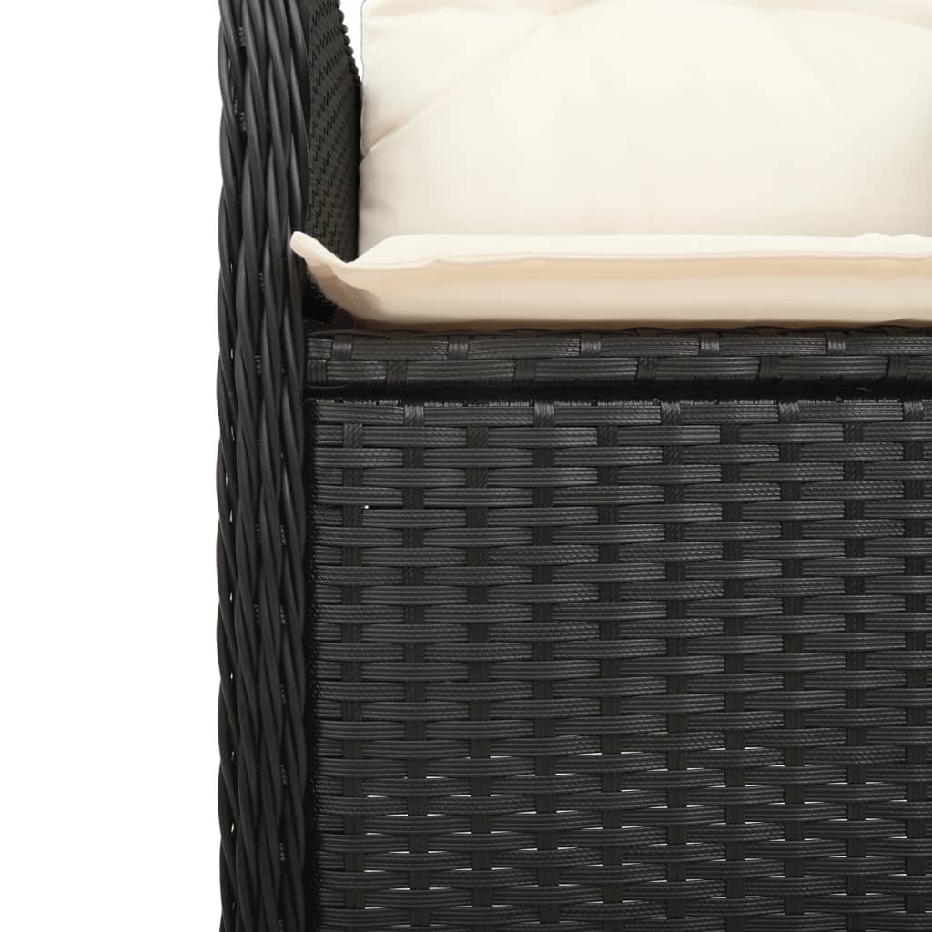 vidaXL 5-tlg. Garten-Bistro-Set mit Kissen Schwarz Poly Rattan