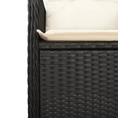 vidaXL 5-tlg. Garten-Bistro-Set mit Kissen Schwarz Poly Rattan