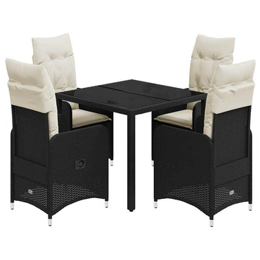 vidaXL Ensemble de bistrot de jardin 5 pièces avec coussins Résine tressée noire