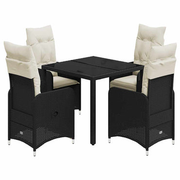 vidaXL Ensemble de bistrot de jardin 5 pièces avec coussins Résine tressée noire