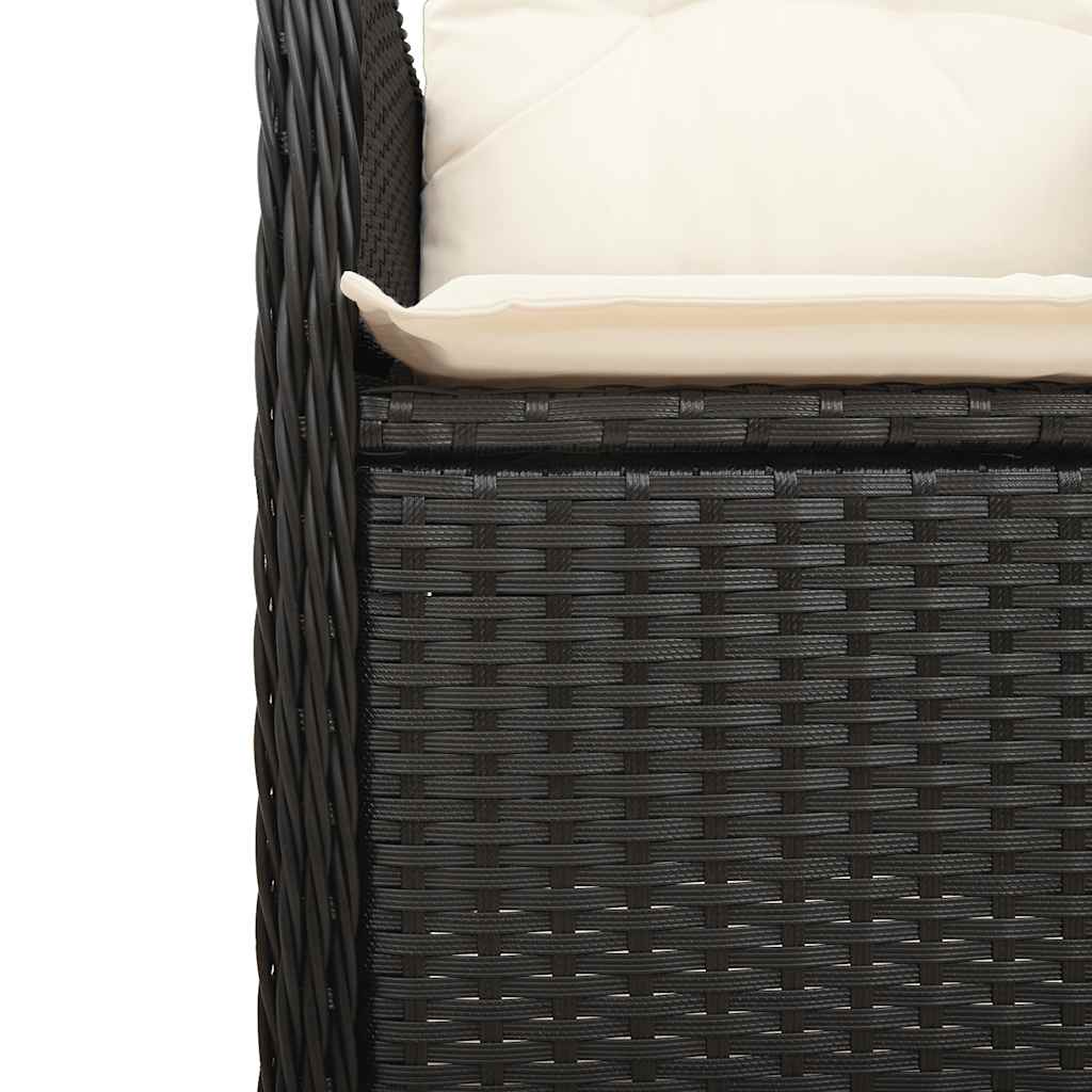 vidaXL 5-tlg. Garten-Bistro-Set mit Kissen Schwarz Poly Rattan