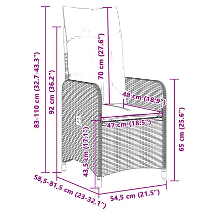 vidaXL 5-tlg. Garten-Bistro-Set mit Kissen Grau Poly Rattan