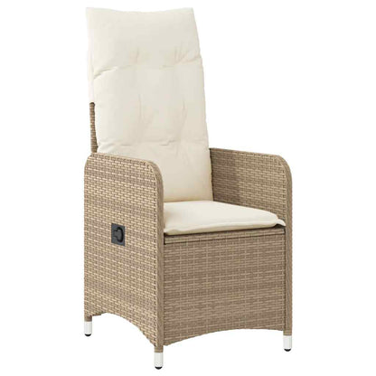 vidaXL 5-tlg. Garten-Bistro-Set mit Kissen Beige Poly Rattan