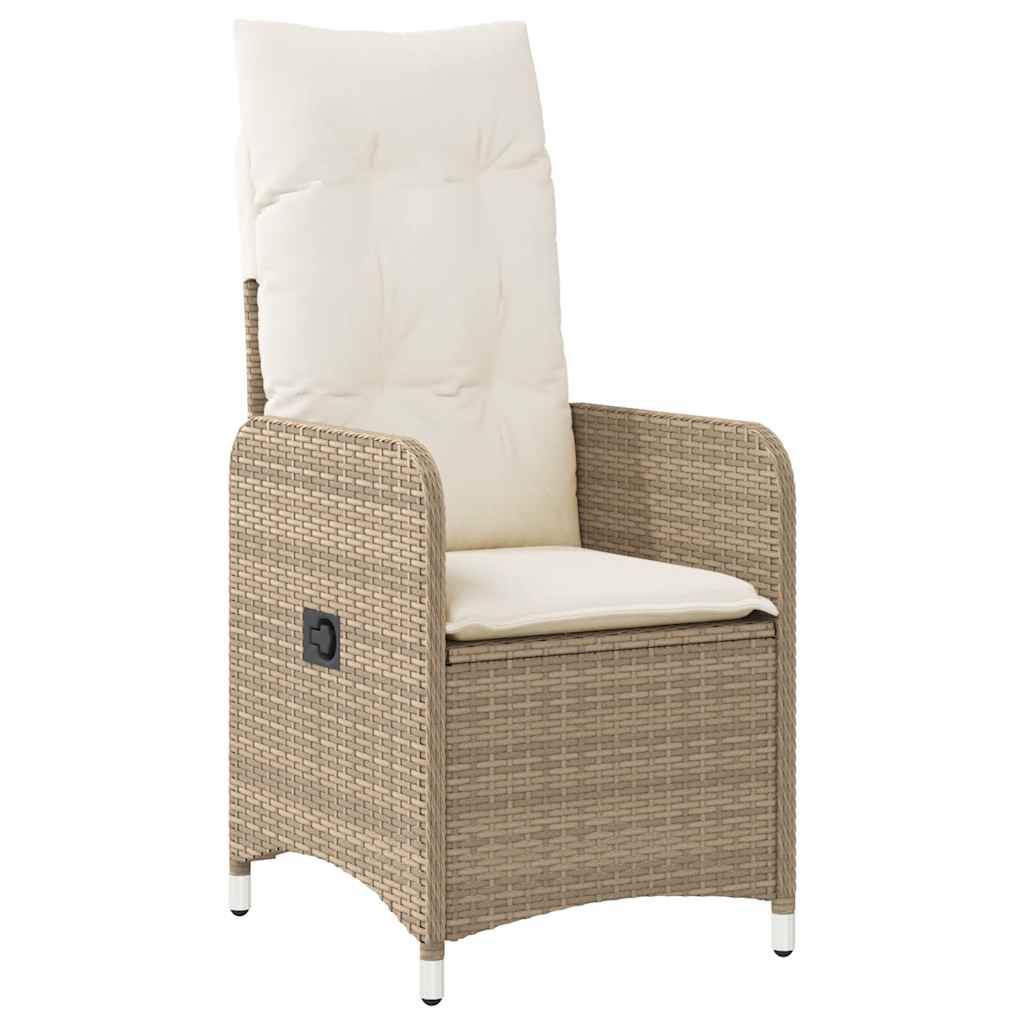 vidaXL 5-tlg. Garten-Bistro-Set mit Kissen Beige Poly Rattan