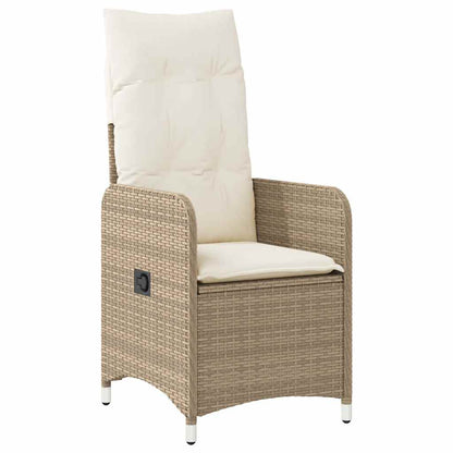 vidaXL 5-tlg. Garten-Bistro-Set mit Kissen Beige Poly Rattan