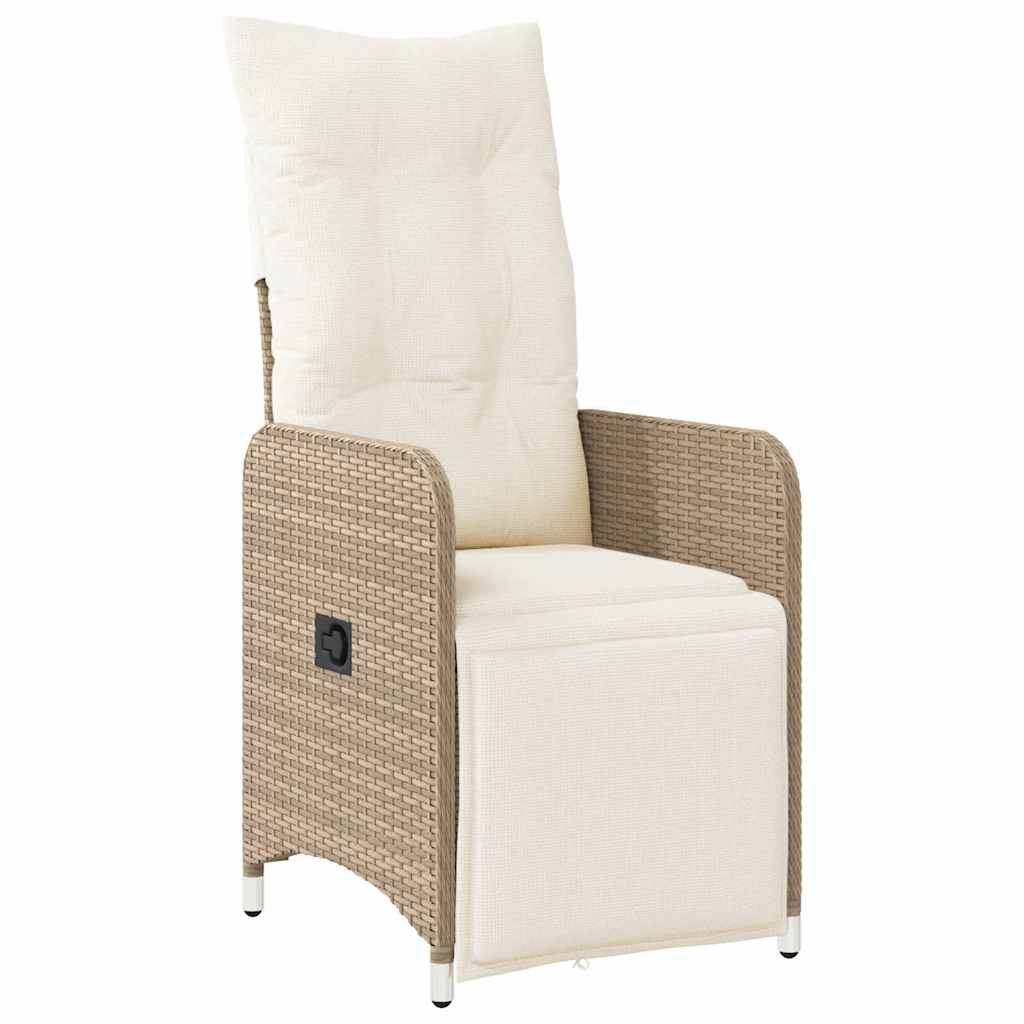 vidaXL 5-tlg. Garten-Bistro-Set mit Kissen Beige Poly Rattan