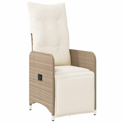 vidaXL 5-tlg. Garten-Bistro-Set mit Kissen Beige Poly Rattan