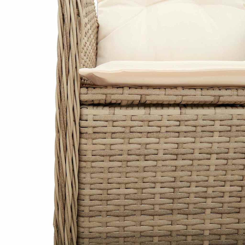 vidaXL 5-tlg. Garten-Bistro-Set mit Kissen Beige Poly Rattan