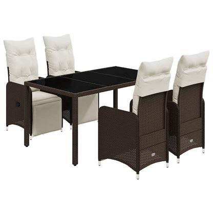 vidaXL Ensemble bistro de jardin 5 pcs avec coussins résine tressée marron