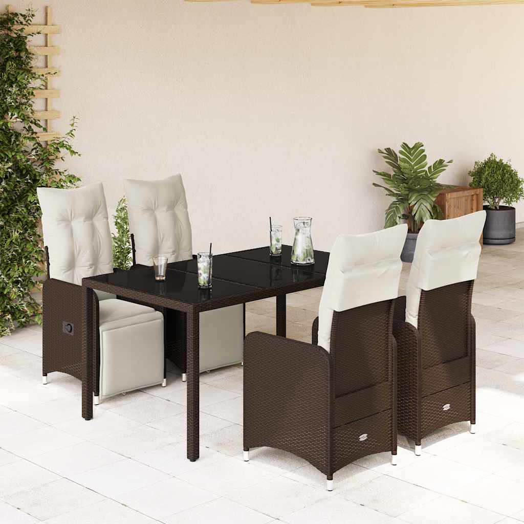 vidaXL Ensemble bistro de jardin 5 pcs avec coussins résine tressée marron
