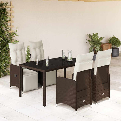 vidaXL Ensemble bistro de jardin 5 pcs avec coussins résine tressée marron