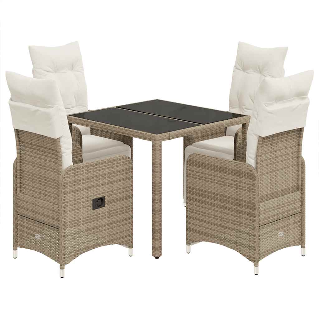 vidaXL Ensemble bistro de jardin 5 pcs avec coussins résine tressée marron