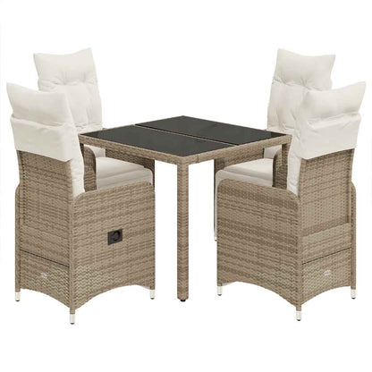 vidaXL Ensemble bistro de jardin 5 pcs avec coussins résine tressée marron