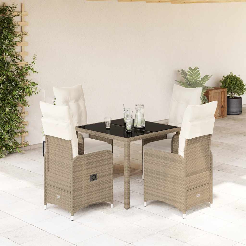 vidaXL Ensemble bistro de jardin 5 pcs avec coussins résine tressée marron