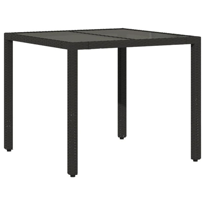 vidaXL 5-tlg. Garten-Essgruppe mit Kissen Schwarz Poly Rattan und Glas