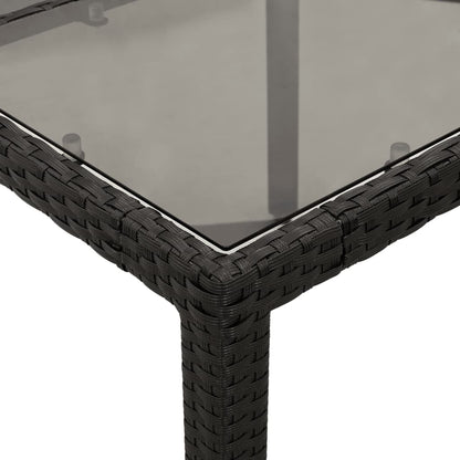 vidaXL 5-tlg. Garten-Essgruppe mit Kissen Schwarz Poly Rattan und Glas