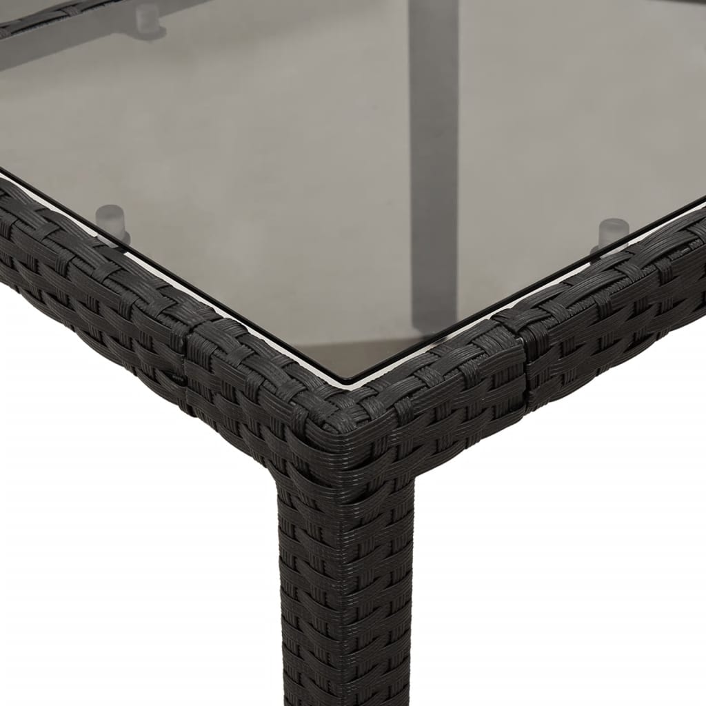 vidaXL 5-tlg. Garten-Essgruppe mit Kissen Schwarz Poly Rattan und Glas
