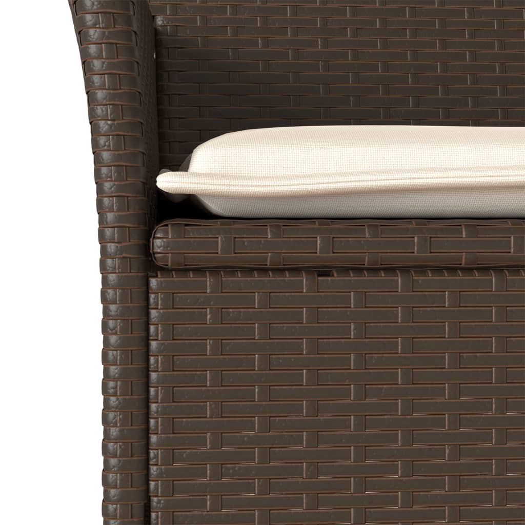 vidaXL 5-tlg. Garten-Essgruppe mit Kissen Braun Poly Rattan Glas