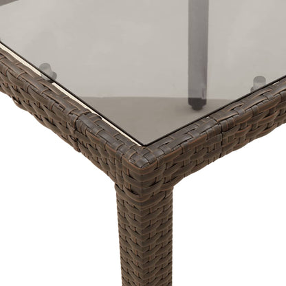 vidaXL 5-tlg. Garten-Essgruppe mit Kissen Braun Poly Rattan Glas