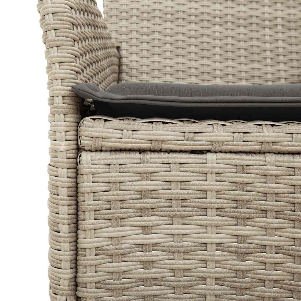 vidaXL 5-tlg. Garten-Essgruppe mit Kissen Hellgrau Poly Rattan Glas