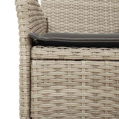 vidaXL 5-tlg. Garten-Essgruppe mit Kissen Hellgrau Poly Rattan Glas