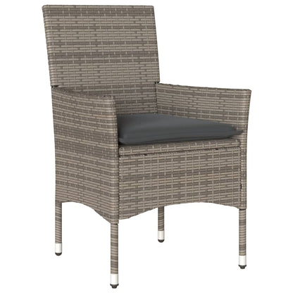 vidaXL 5-tlg. Garten-Essgruppe mit Kissen Grau Poly Rattan und Glas
