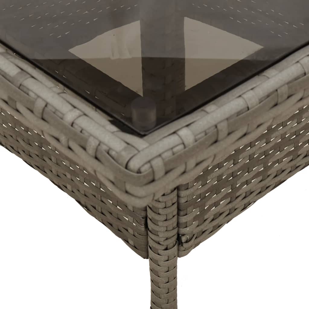 vidaXL 5-tlg. Garten-Essgruppe mit Kissen Grau Poly Rattan und Glas