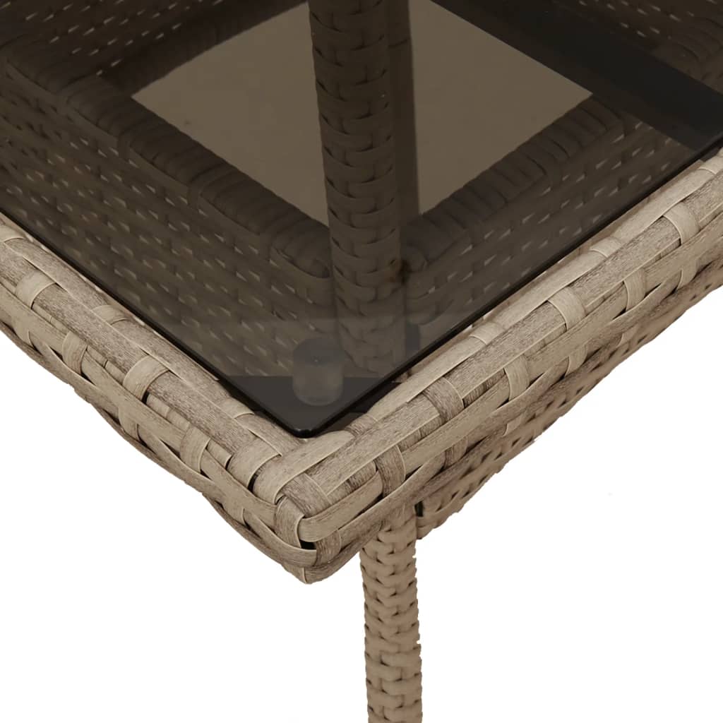 vidaXL 5-tlg. Garten-Essgruppe mit Kissen Beige Poly Rattan und Glas