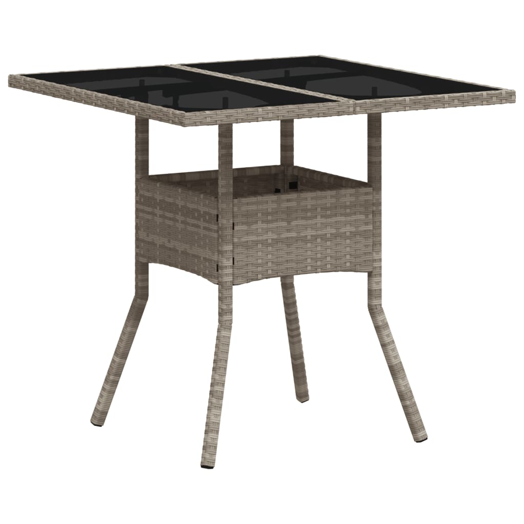vidaXL 5-tlg. Garten-Essgruppe mit Kissen Hellgrau Poly Rattan Glas