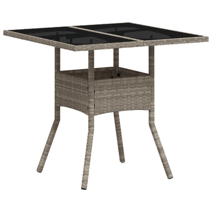 vidaXL 5-tlg. Garten-Essgruppe mit Kissen Hellgrau Poly Rattan Glas