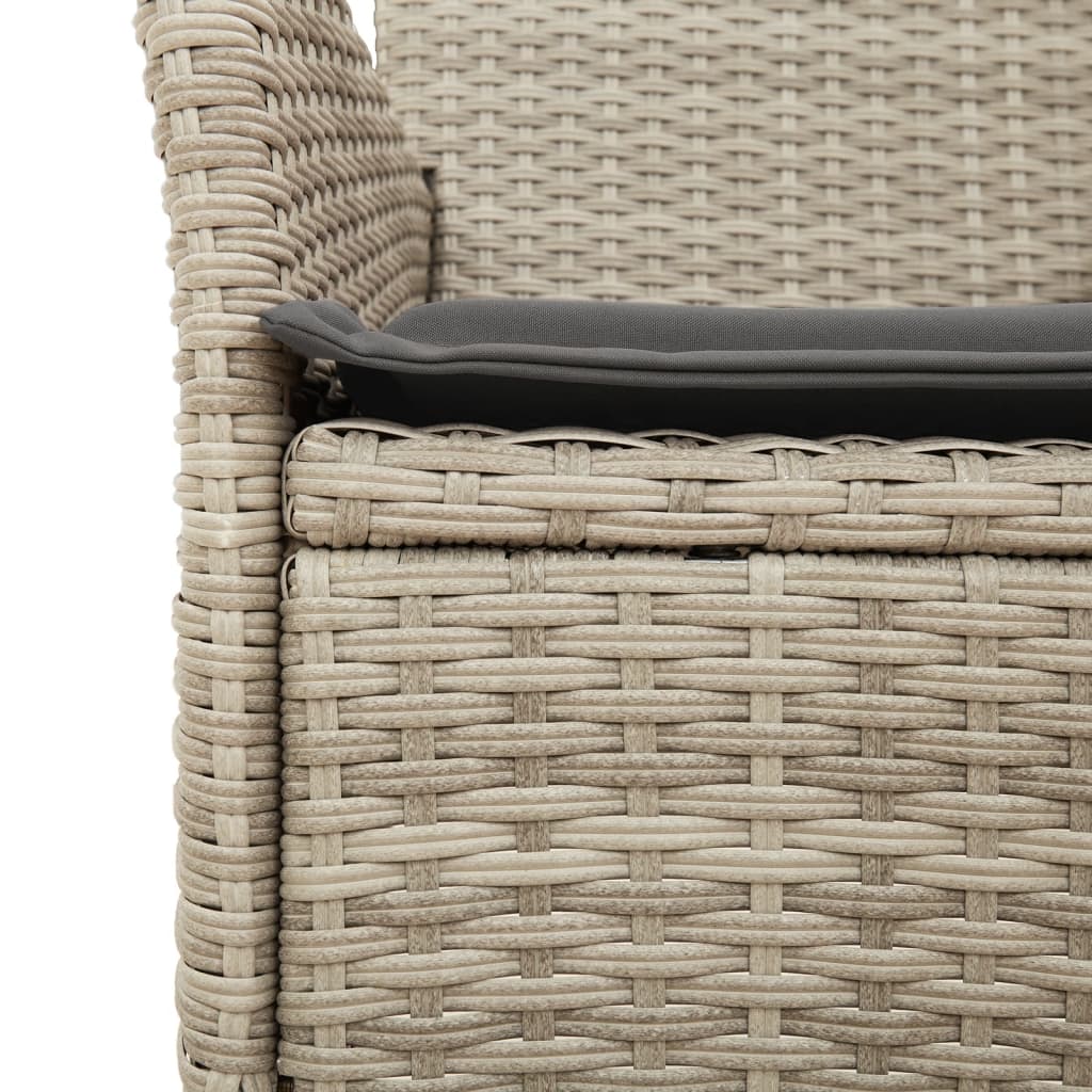 vidaXL 5-tlg. Garten-Essgruppe mit Kissen Hellgrau Poly Rattan Glas