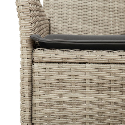 vidaXL 5-tlg. Garten-Essgruppe mit Kissen Hellgrau Poly Rattan Glas