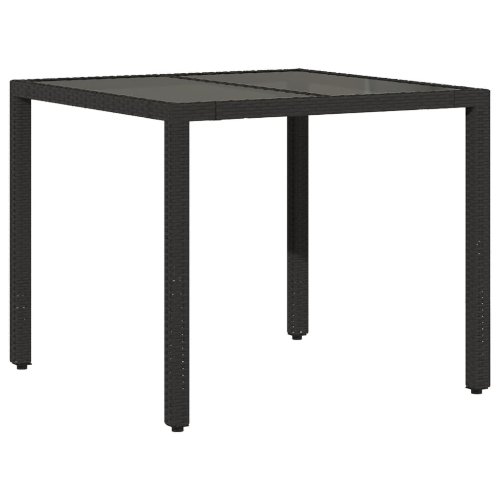 vidaXL 5-tlg. Garten-Essgruppe mit Kissen Schwarz Poly Rattan und Glas