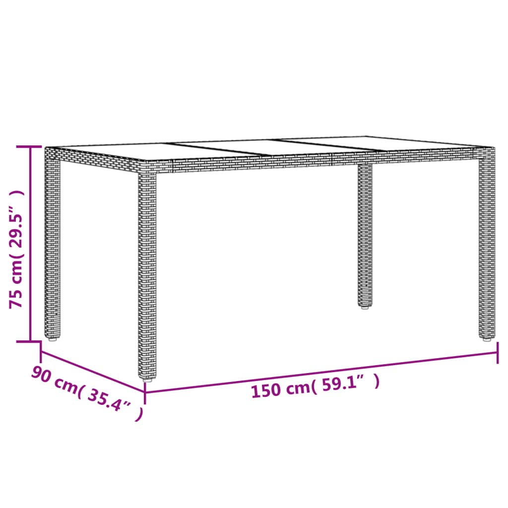 vidaXL 5-tlg. Garten-Essgruppe mit Kissen Schwarz Poly Rattan und Glas