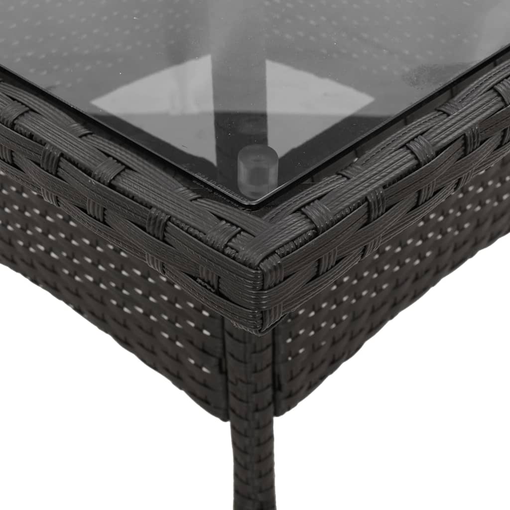 vidaXL 5-tlg. Garten-Essgruppe mit Kissen Schwarz Poly Rattan und Glas