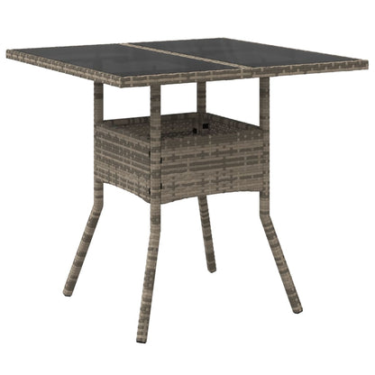 vidaXL 5-tlg. Garten-Essgruppe mit Kissen Grau Poly Rattan und Glas