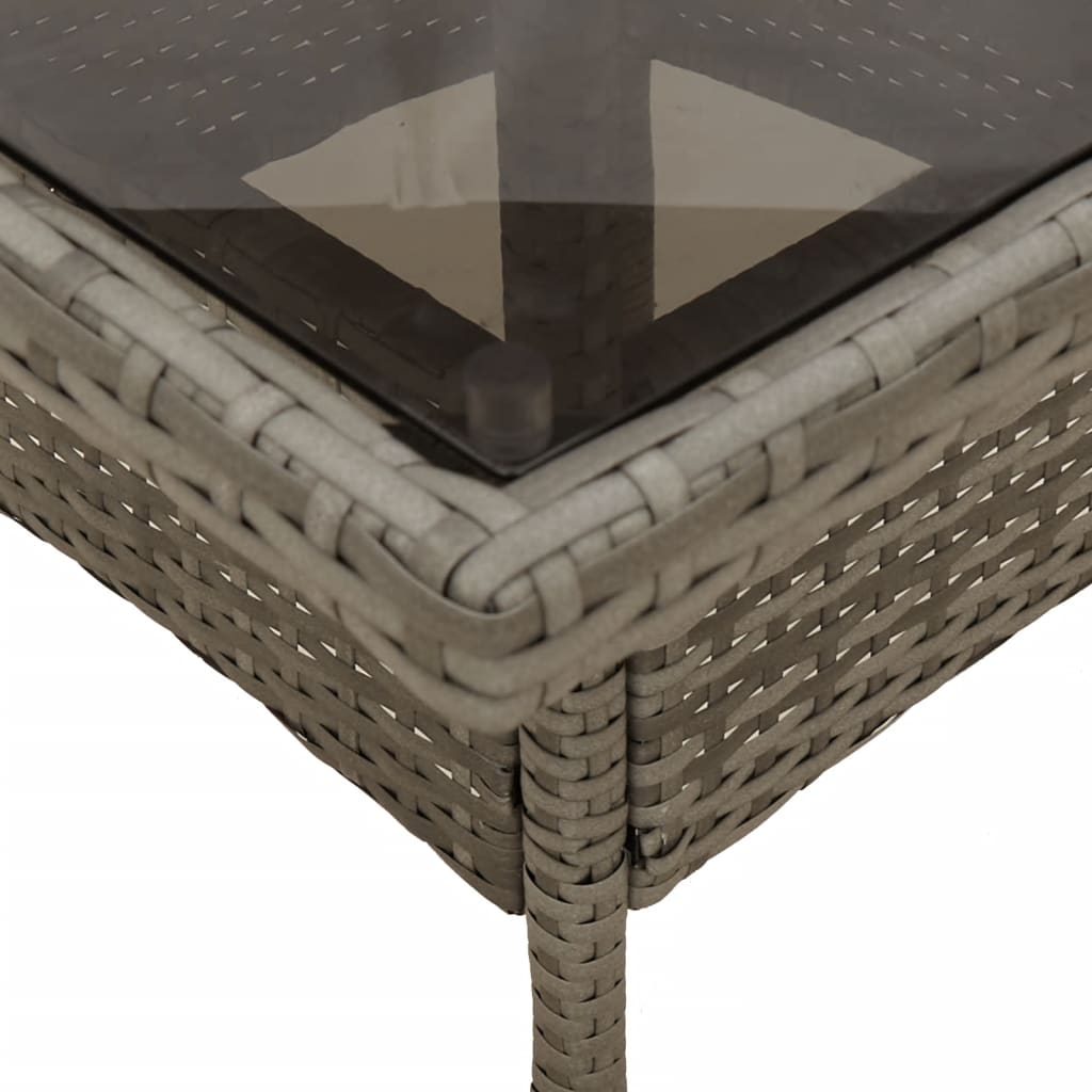 vidaXL 5-tlg. Garten-Essgruppe mit Kissen Grau Poly Rattan und Glas
