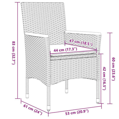 vidaXL 5-tlg. Garten-Essgruppe mit Kissen Schwarz Poly Rattan Akazie