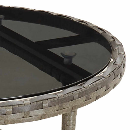 vidaXL 5-tlg. Garten-Essgruppe mit Kissen Grau Poly Rattan und Glas